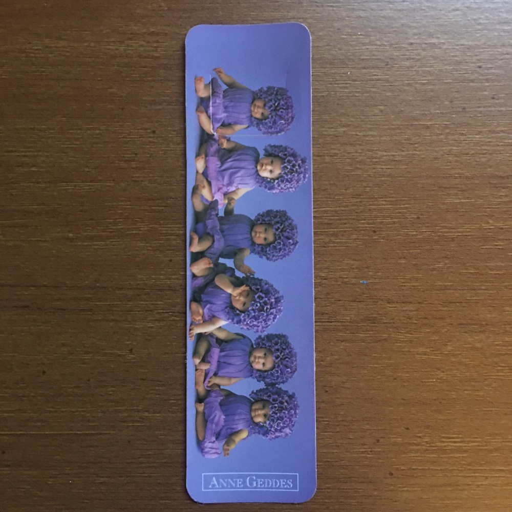 Vintage Anne Geddes Purple Flower Bookmark